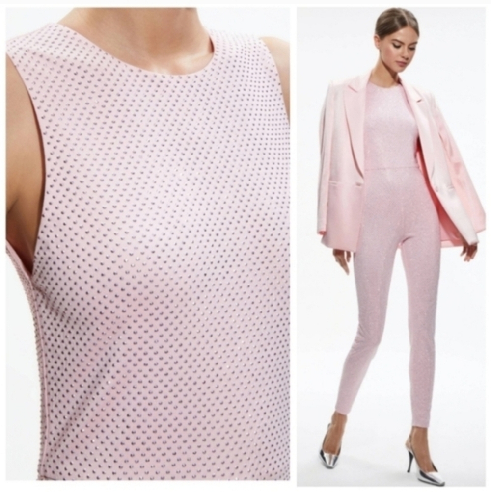 ALICE + OLIVIA  FREDDIE CREWNECK EMBELLISHED CATSUIT $595